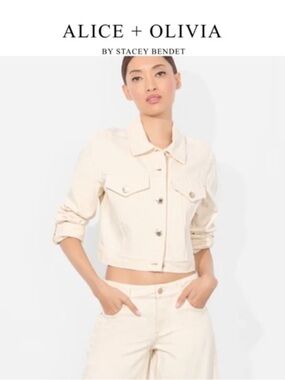 Alice + Olivia -nwt $440- Chloe Denim Jacket Natural Sz Large